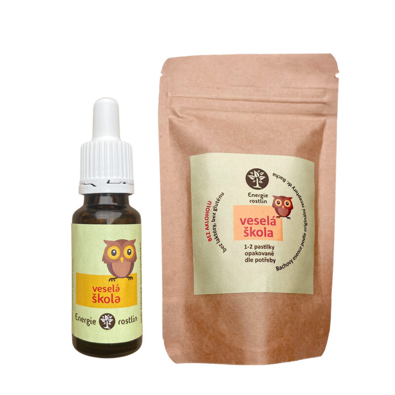 Vesela skola pastilky a kapky kombinace Bachovy esence Energie rostlin